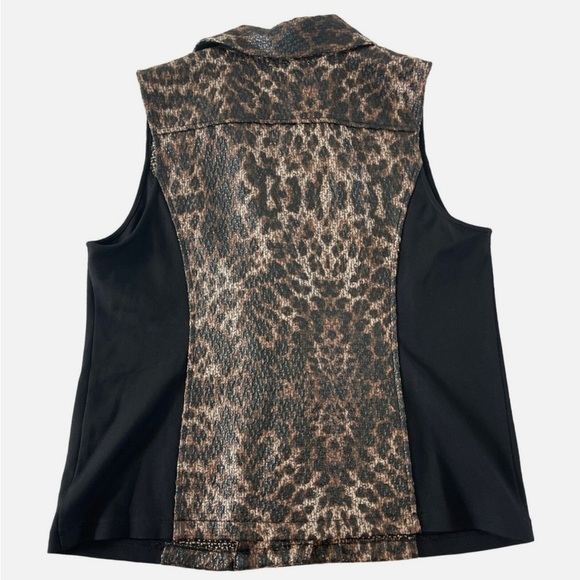 Chico’s Size 3 Leopard Print Sleeveless Jacket - Picture 4 of 7